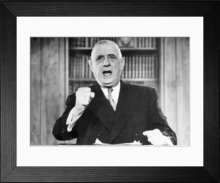 Framed Print : Charles De Gaulle Gestures During Speech