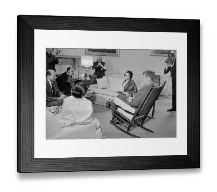 Framed Print : John Kennedy and Mrs. Gandhi Framed Print : John Kennedy and Mrs. Gandhi