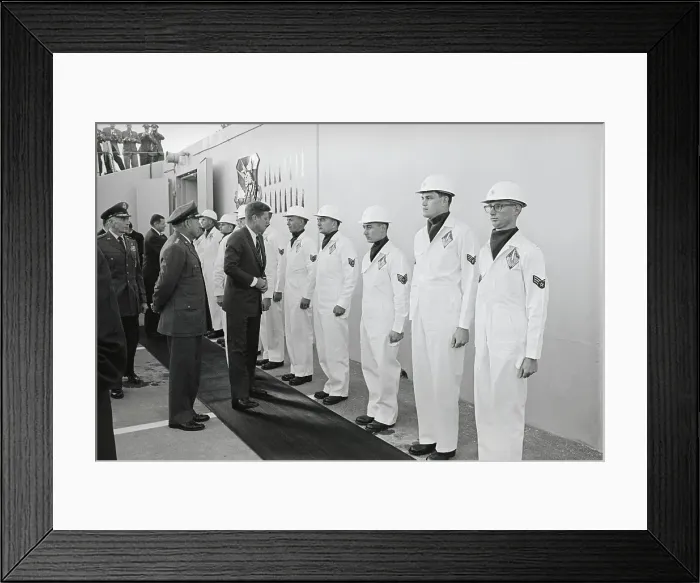 Framed Print : President John F. Kennedy Congratulating Crewmen Framed Print : President John F. Kennedy Congratulating Crewmen