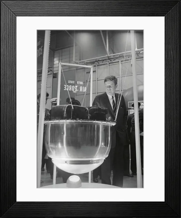 Framed Print : President John F. Kennedy Looking at Part of Discoverer Missile Framed Print : President John F. Kennedy Looking at Part of Discoverer Missile