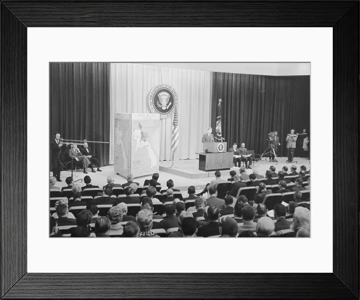 Framed Print : John F. Kennedy at News Conference Framed Print : John F. Kennedy at News Conference
