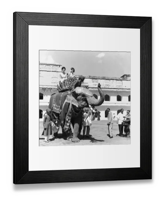 Framed Print : Jacqueline Kennedy and Sister Princess Lee Radziwill Riding Atop Elephant Framed Print : Jacqueline Kennedy and Sister Princess Lee Radziwill Riding Atop Elephant