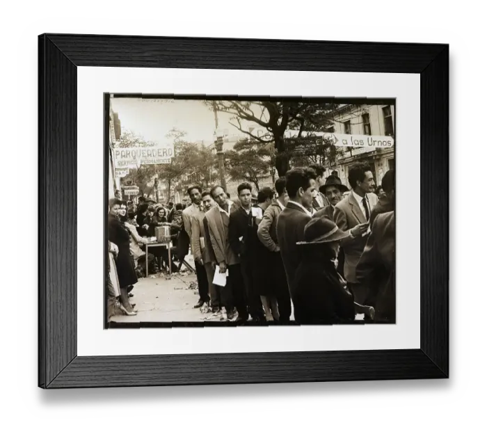 Framed Print : Voters Line Up at Outdoor Polling Place