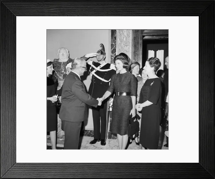 Framed Print : Jacqueline Kennedy Shaking Hands with Giovanni Gronchi Framed Print : Jacqueline Kennedy Shaking Hands with Giovanni Gronchi