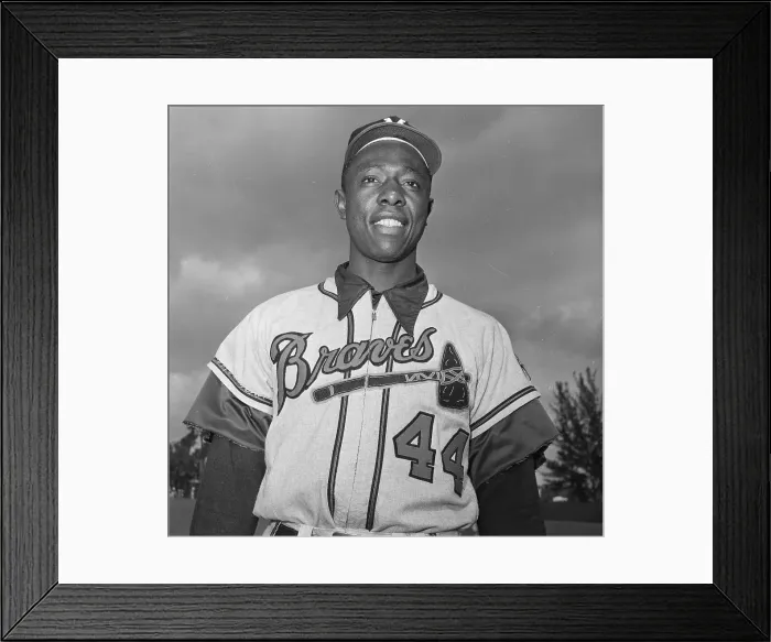 Framed Print : Baseball Player Hank Aaron in Uniform Framed Print : Baseball Player Hank Aaron in Uniform
