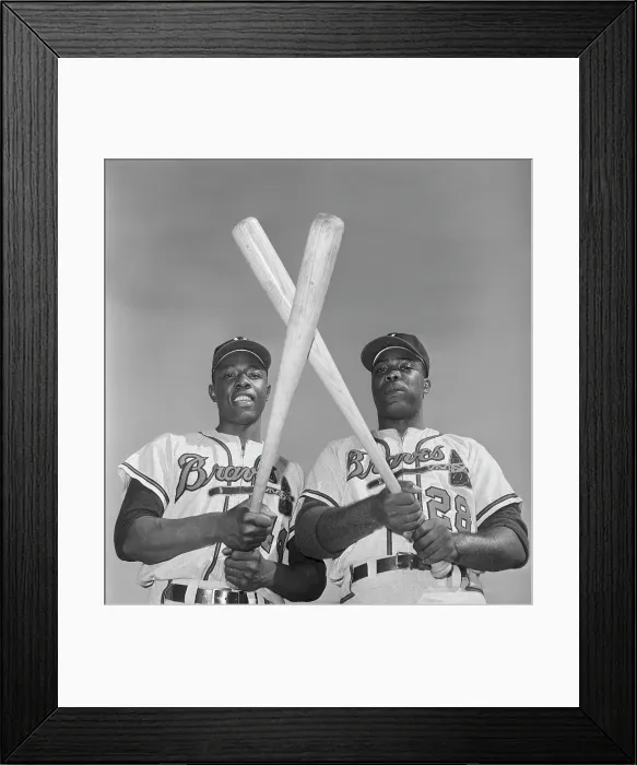 Framed Print : Hank Aaron and Brother Tommy Aaron Crossing Bats Framed Print : Hank Aaron and Brother Tommy Aaron Crossing Bats