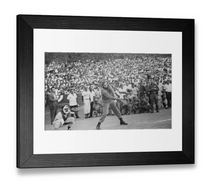 Framed Print : Fidel Castro Hitting Baseball Framed Print : Fidel Castro Hitting Baseball