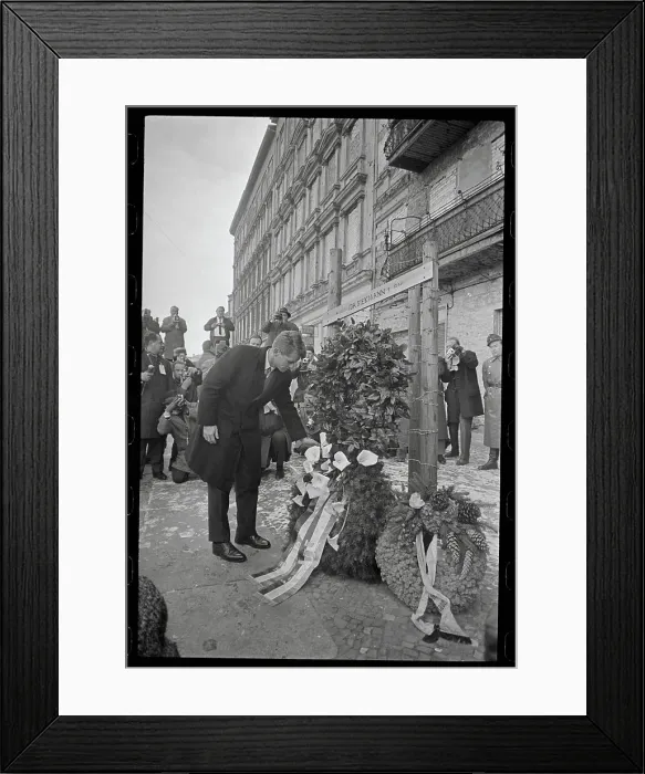 Framed Print : Robert Kennedy Laying Wreath Framed Print : Robert Kennedy Laying Wreath