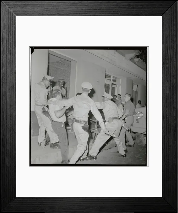 Framed Print : Citizens and Police in Street Protest