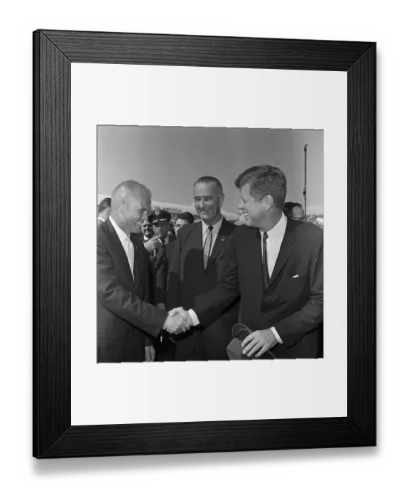 Framed Print : John Glenn Shakes Hands with John Kennedy