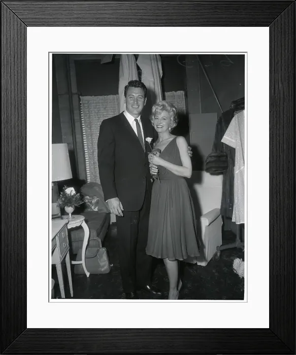 Framed Print : Rock Hudson Congratulates Marilyn Maxwel Framed Print : Rock Hudson Congratulates Marilyn Maxwel