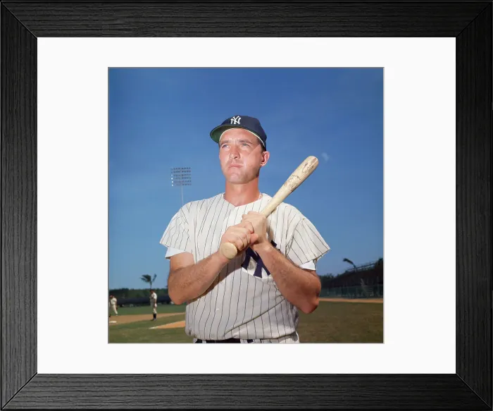 Framed Print : Johnny Blanchard Holding a Baseball Bat