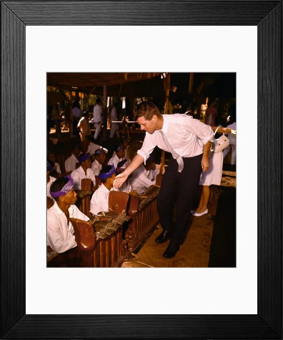 Framed Print : Robert Kennedy Visiting a Hindu Temple Framed Print : Robert Kennedy Visiting a Hindu Temple