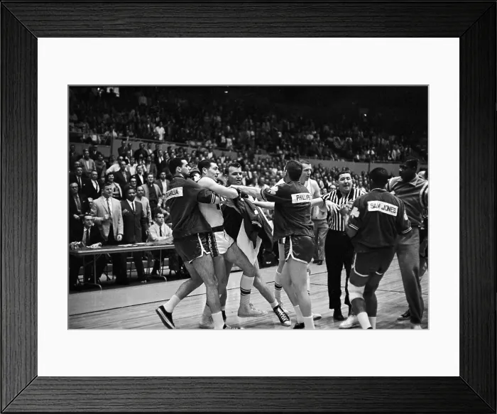 Framed Print : Basketball Players Restraining Rudy LaRusso Framed Print : Basketball Players Restraining Rudy LaRusso