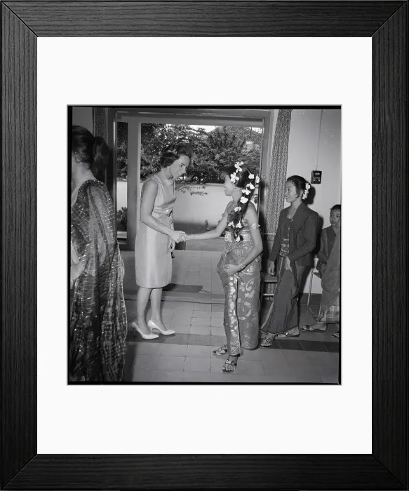 Framed Print : Ethel Skakel Kennedy Shaking Hands with Model Framed Print : Ethel Skakel Kennedy Shaking Hands with Model