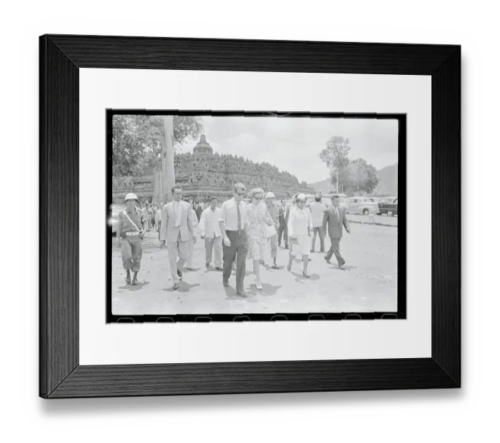 Framed Print : Robert and Ethel Kennedy Walking With Others on Indonesian Tour