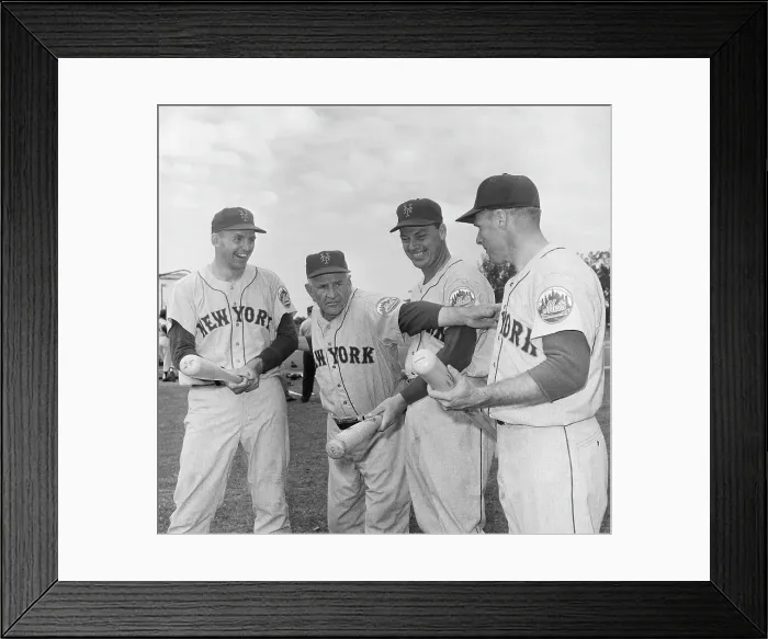 Framed Print : Casey Stengel Welcoming Outfield Players for the Season Framed Print : Casey Stengel Welcoming Outfield Players for the Season