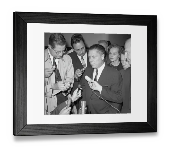 Framed Print : Jimmy Hoffa Speaking to Newsmen Framed Print : Jimmy Hoffa Speaking to Newsmen
