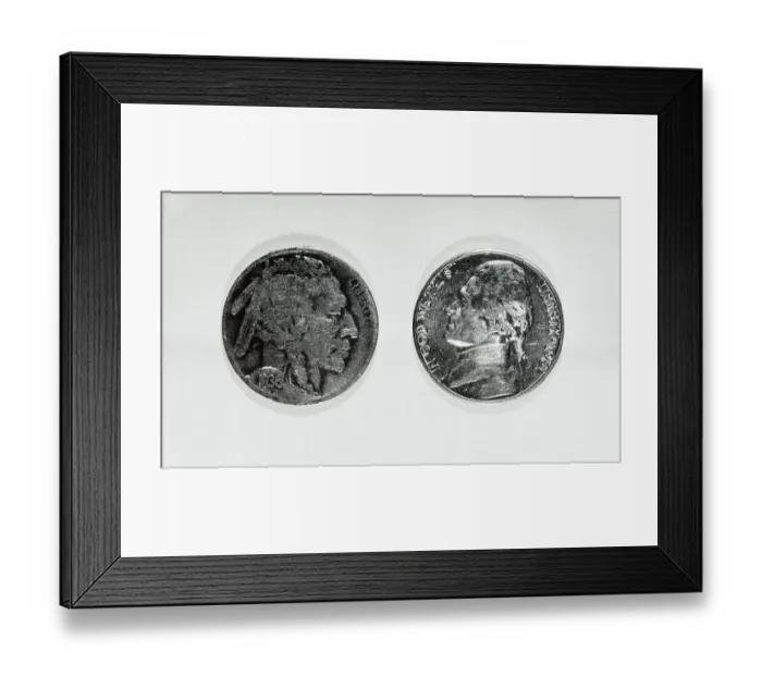 Framed Print : Hollow Nickel Coins Framed Print : Hollow Nickel Coins