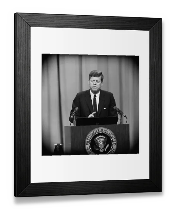 Framed Print : President Kennedy at Press Conference Framed Print : President Kennedy at Press Conference