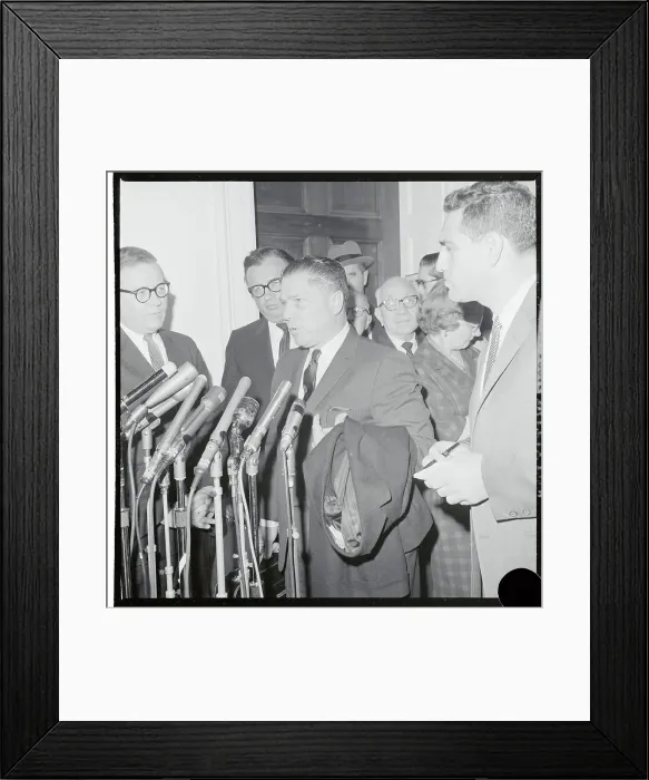 Framed Print : Jimmy Hoffa Speaking to Newsmen Framed Print : Jimmy Hoffa Speaking to Newsmen