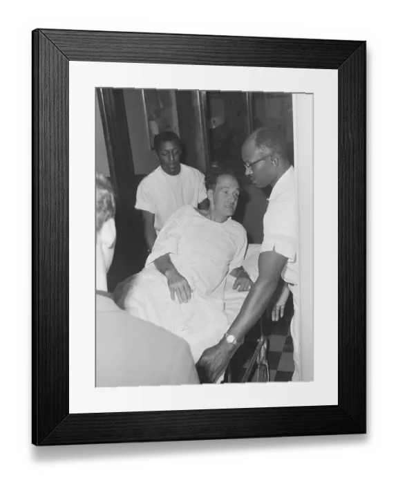 Framed Print : Circus Performer Being Treated for Injuries Framed Print : Circus Performer Being Treated for Injuries