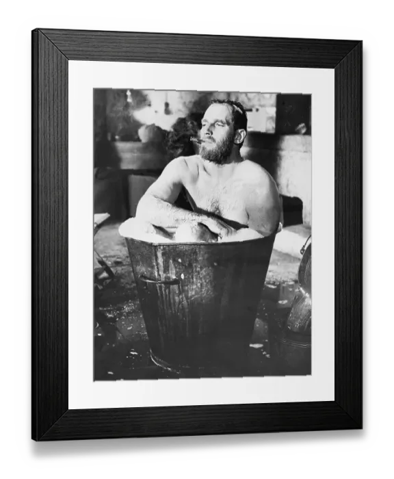 Framed Print : Charlton Heston Bathing in Bucket Framed Print : Charlton Heston Bathing in Bucket