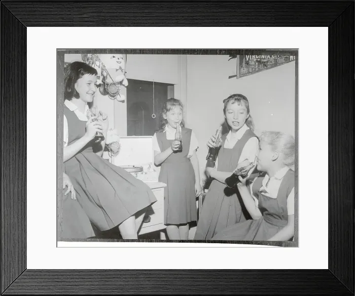 Framed Print : Girls Drinking Sodas