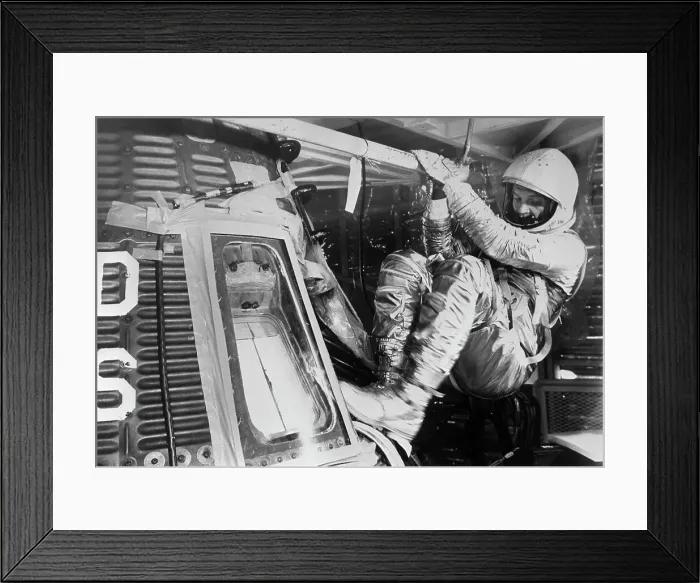 Framed Print : John Glenn Climbing into Space Capsule Framed Print : John Glenn Climbing into Space Capsule