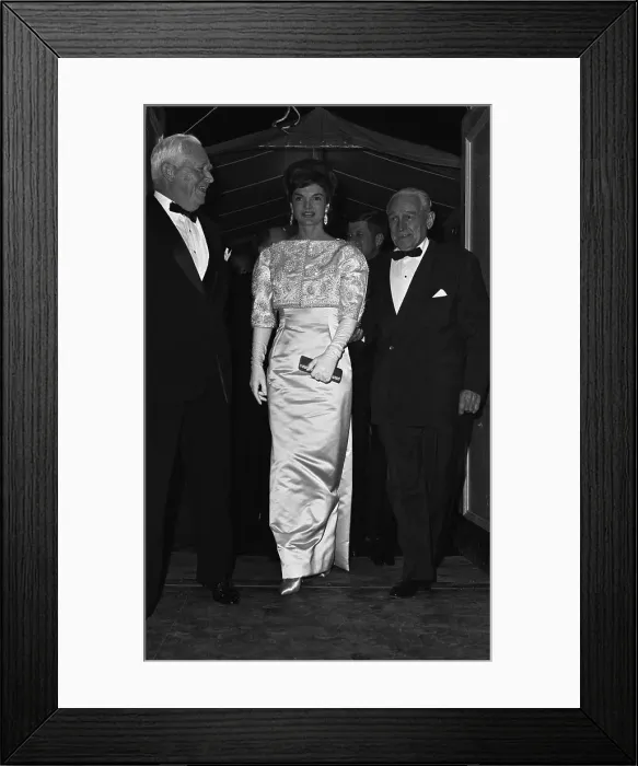 Framed Print : Jacqueline Kennedy Arriving at Dinner Framed Print : Jacqueline Kennedy Arriving at Dinner