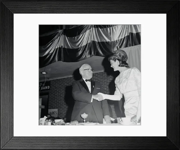 Framed Print : Jacqueline Kennedy Shaking Hands With Harry Truman