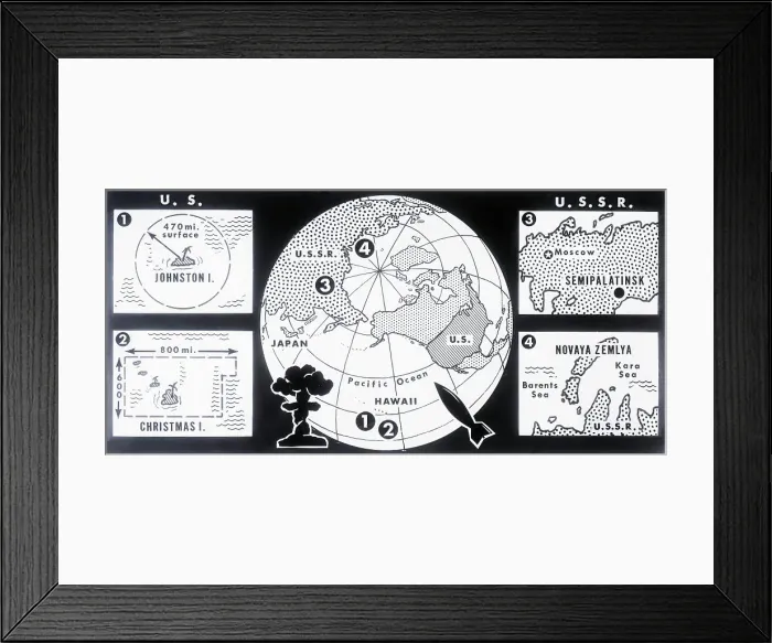 Framed Print : Sites of US and Soviet Atomic Tests Framed Print : Sites of US and Soviet Atomic Tests