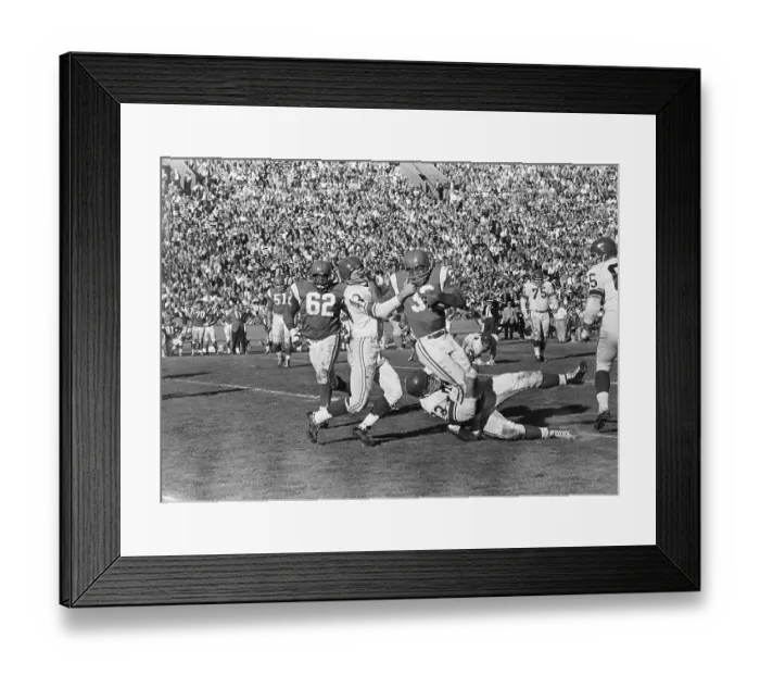 Framed Print : Jim Brown (32) is Tackled in Game Framed Print : Jim Brown (32) is Tackled in Game