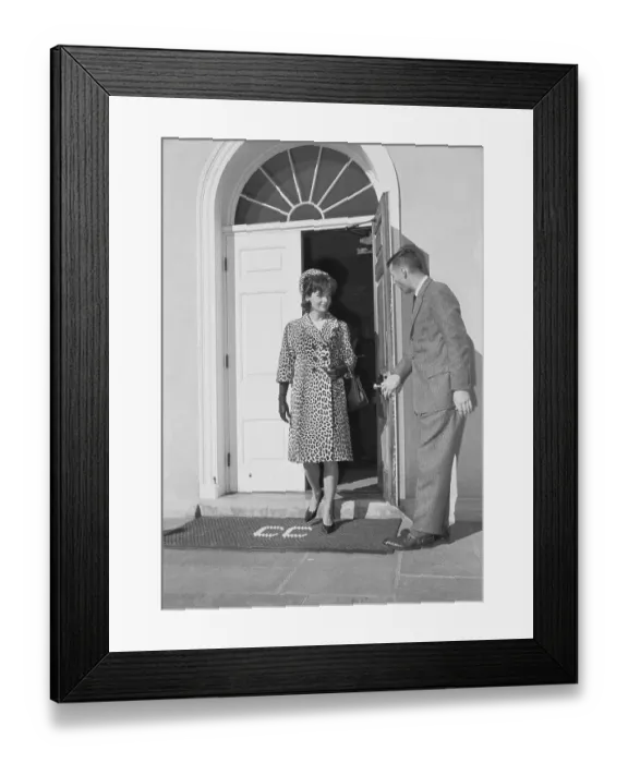 Framed Print : Man Holding Door for Mrs. Jacqueline Kennedy Framed Print : Man Holding Door for Mrs. Jacqueline Kennedy