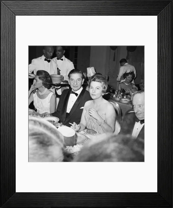Framed Print : Charles Addams and Joan Fontaine at Party Framed Print : Charles Addams and Joan Fontaine at Party