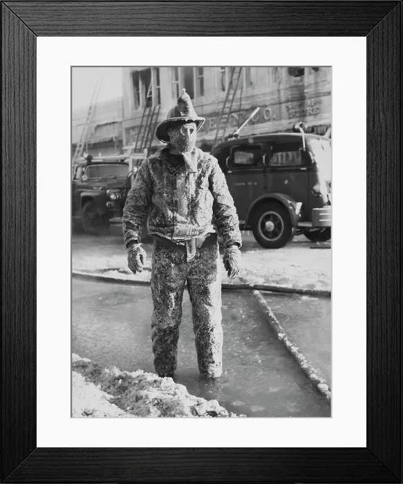 Framed Print : Icy Firefighter Framed Print : Icy Firefighter