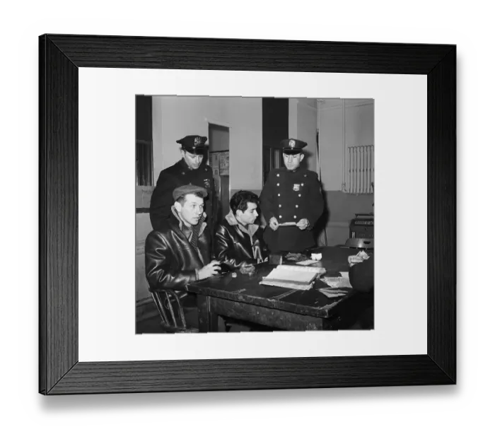 Framed Print : Police Question Two Youths at Station