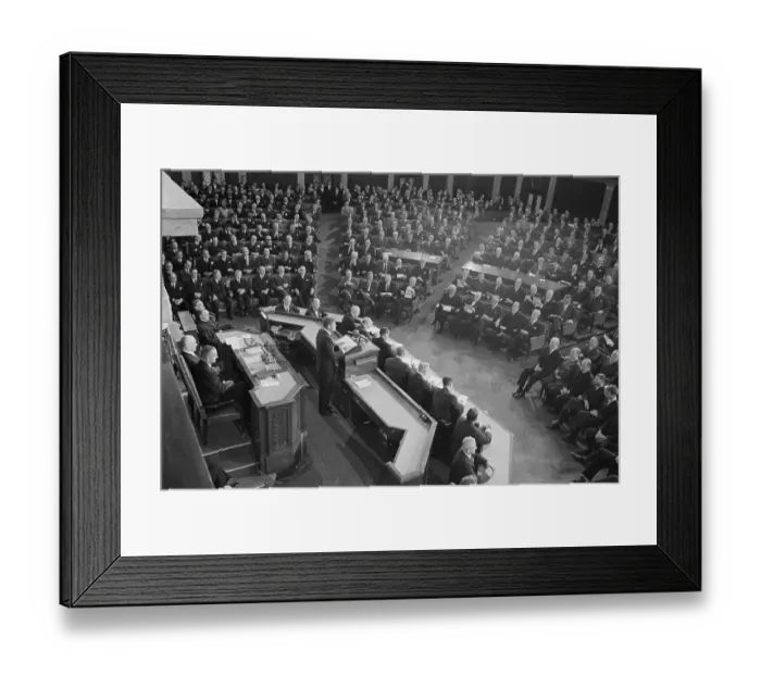 Framed Print : Presiden Kennedy Giving State of the Union Framed Print : Presiden Kennedy Giving State of the Union