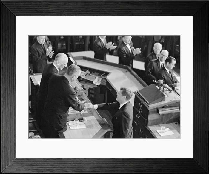 Framed Print : John Kennedy Shaking Hands Framed Print : John Kennedy Shaking Hands