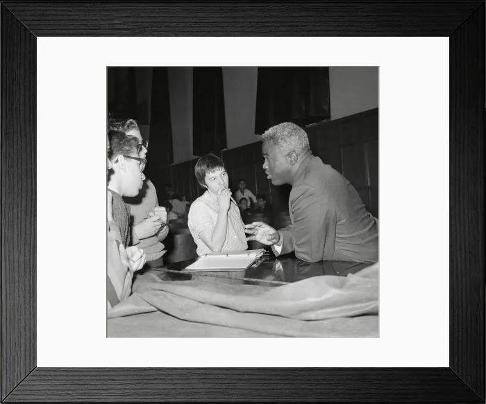 Framed Print : Jackie Robinson Talking to Children Framed Print : Jackie Robinson Talking to Children