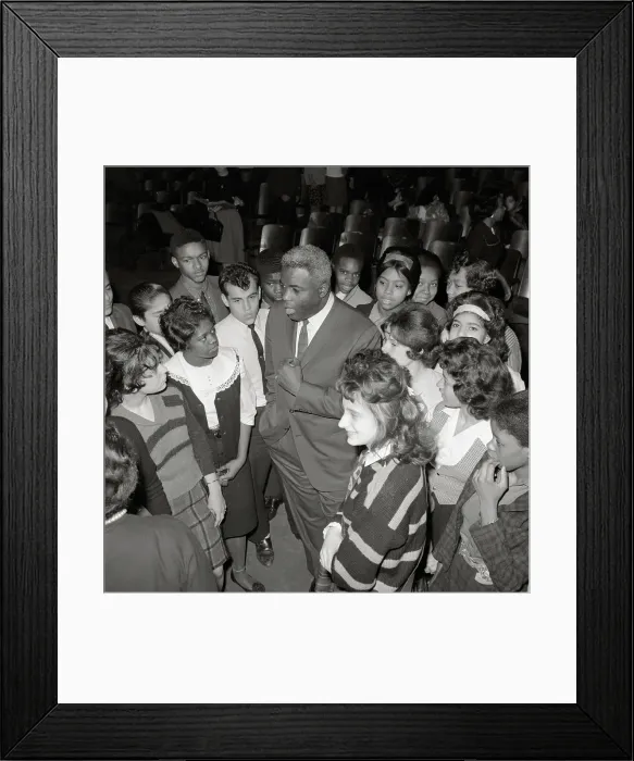 Framed Print : Jackie Robinson Talking to High School Children Framed Print : Jackie Robinson Talking to High School Children