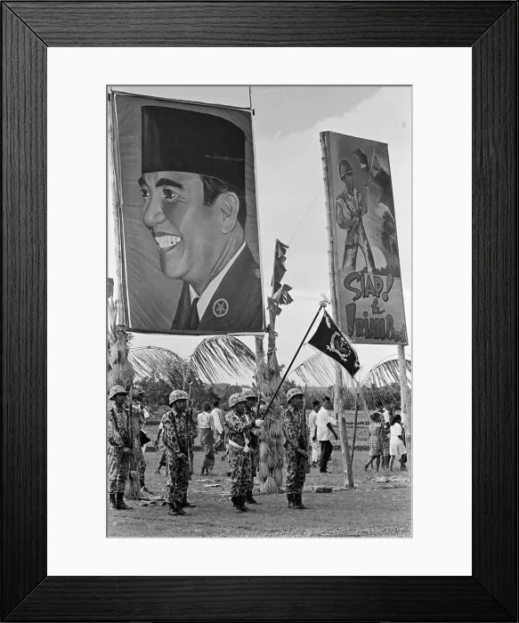Framed Print : Indonesian Soldiers Under Sukarno Banner Framed Print : Indonesian Soldiers Under Sukarno Banner