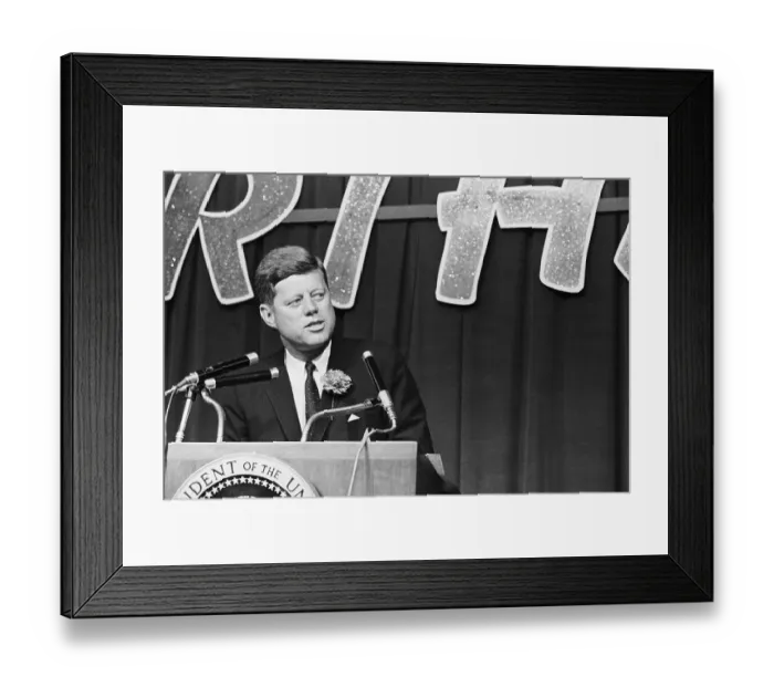 Framed Print : President Kennedy Giving Speech Framed Print : President Kennedy Giving Speech