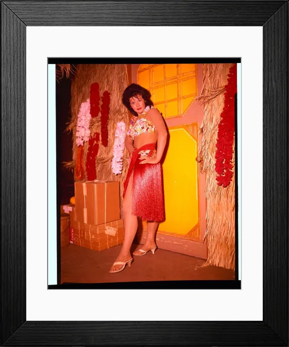 Framed Print : Connie Stevens Wearing a Hula Skirt Framed Print : Connie Stevens Wearing a Hula Skirt