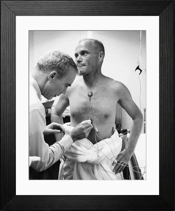 Framed Print : Doctor Checks Bare-Chested John Glenn Framed Print : Doctor Checks Bare-Chested John Glenn