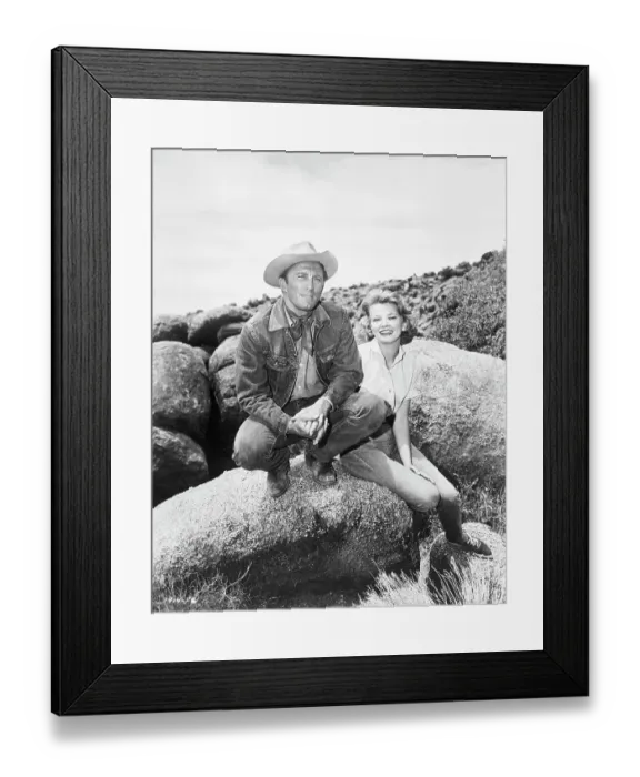 Framed Print : Kirk Douglas and Gena Rowlands Posing on Mountainside Framed Print : Kirk Douglas and Gena Rowlands Posing on Mountainside