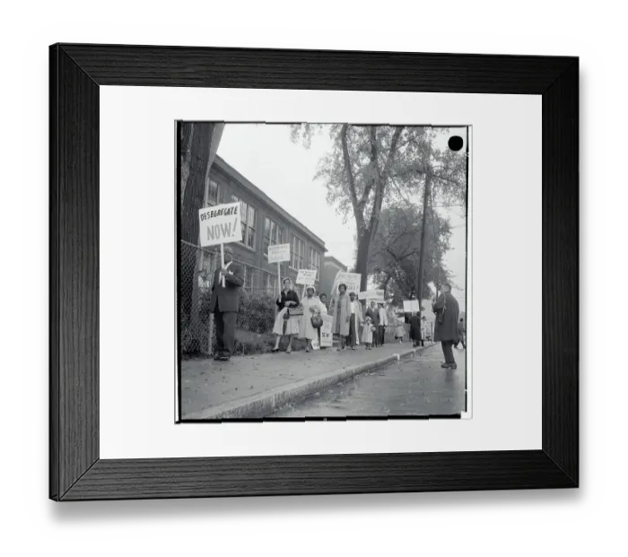 Framed Print : Picketers at Lincoln Elementary School Framed Print : Picketers at Lincoln Elementary School