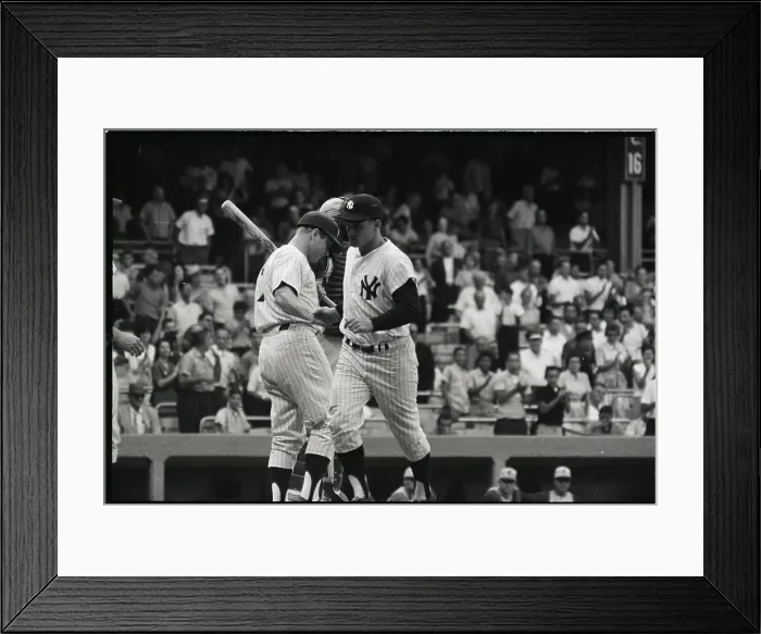 Framed Print : M.Mantle Greets R.Maris At Home Plate