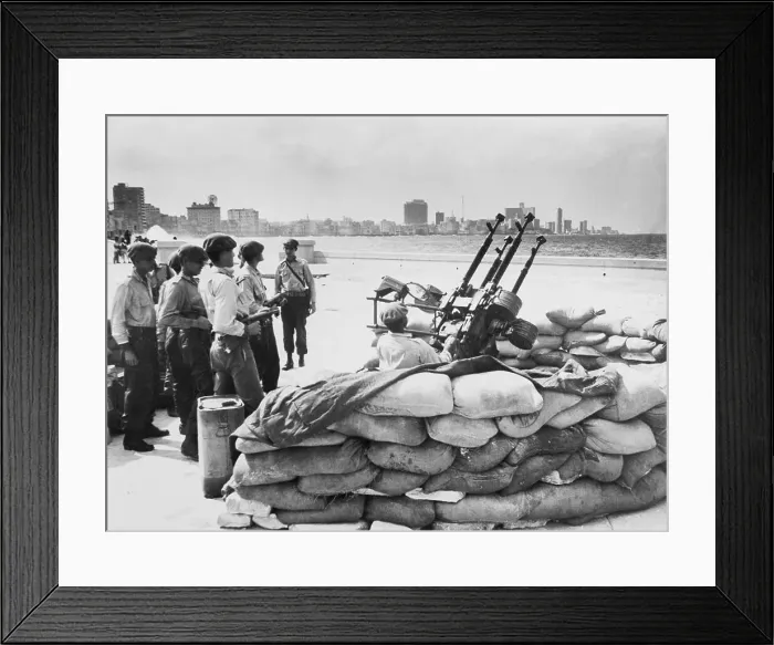 Framed Print : Cuban Soldiers Standing by Waterfront Framed Print : Cuban Soldiers Standing by Waterfront