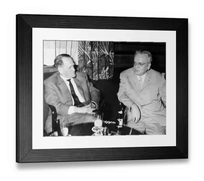 Framed Print : Manager of German Soccer Team with Editor Framed Print : Manager of German Soccer Team with Editor